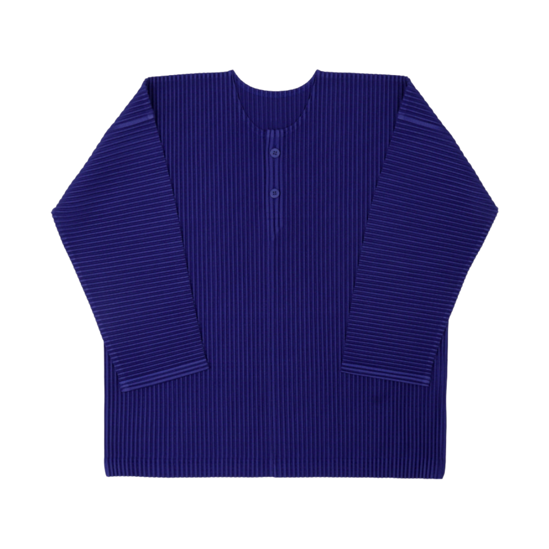 HP66-JK023-74 Homme Plisse Issey Miyake MC February Henley Neck Top PF Buoy Blue