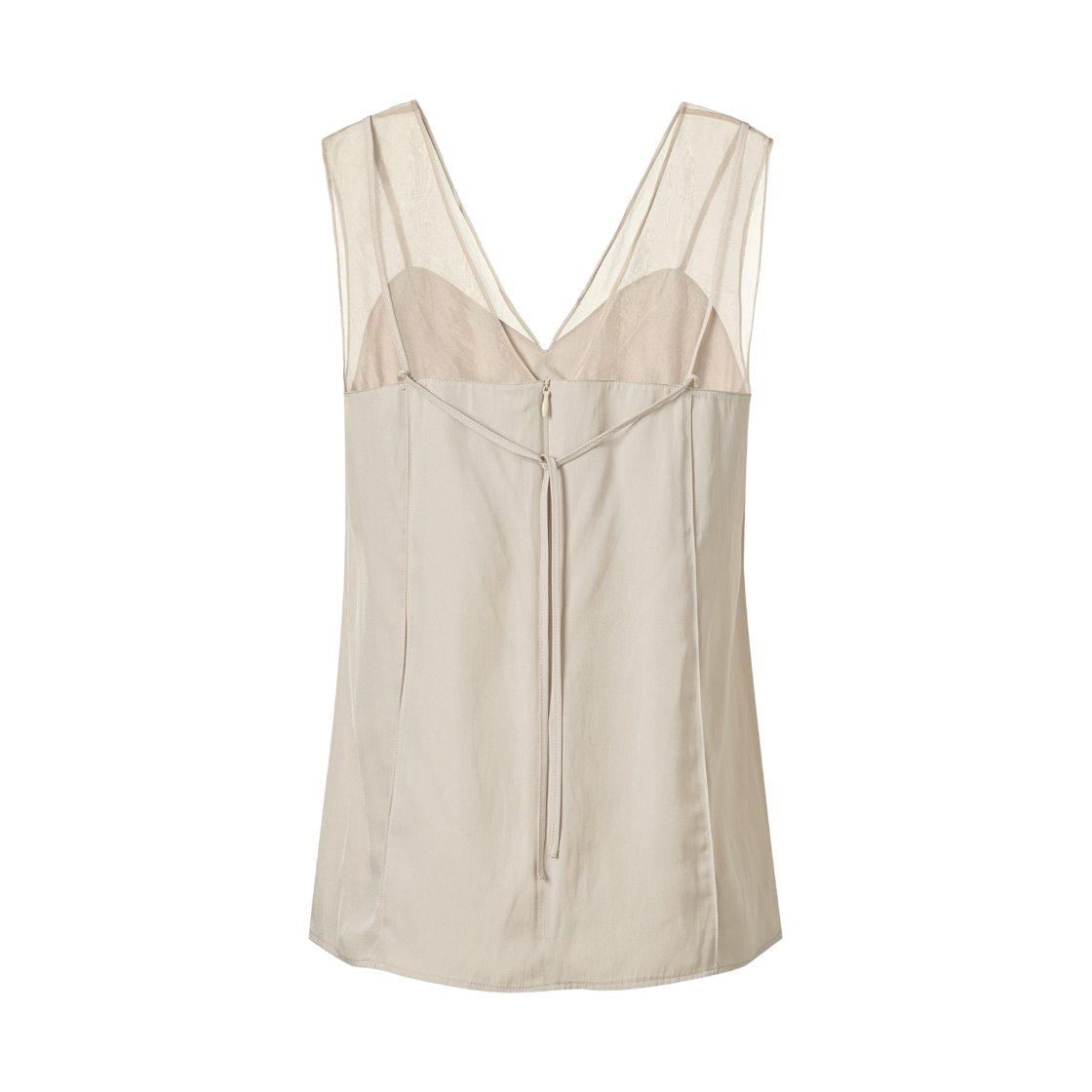 (W) 쿠메 오간자 시어 슬리브리스 탑 아이보리((W) KUME Organza Sheer Sleeveless Top - Ivory) - 2