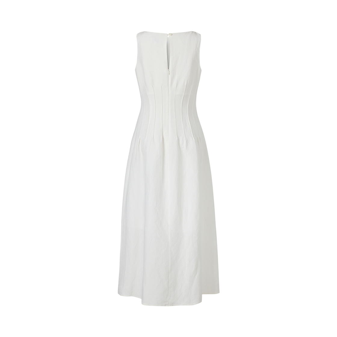 (W) 쿠메 린넨 보트넥 핀턱 드레스 아이보리((W) KUME Linen Boat-Neck Pintucked Dress - Ivory) - 2