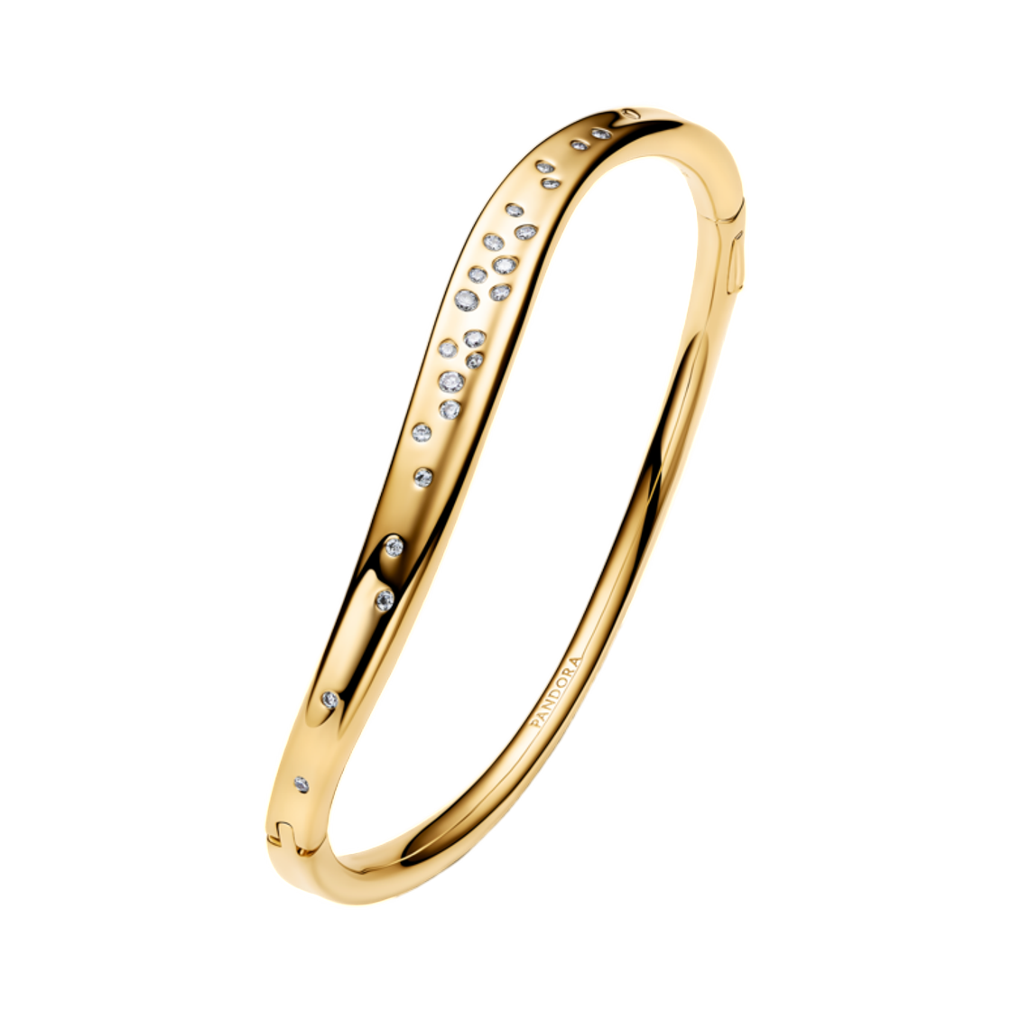 564655C01 (W) Pandora Organically Shaped Stone Setting Bangle 14K Gold Plated Cubic Zirconia