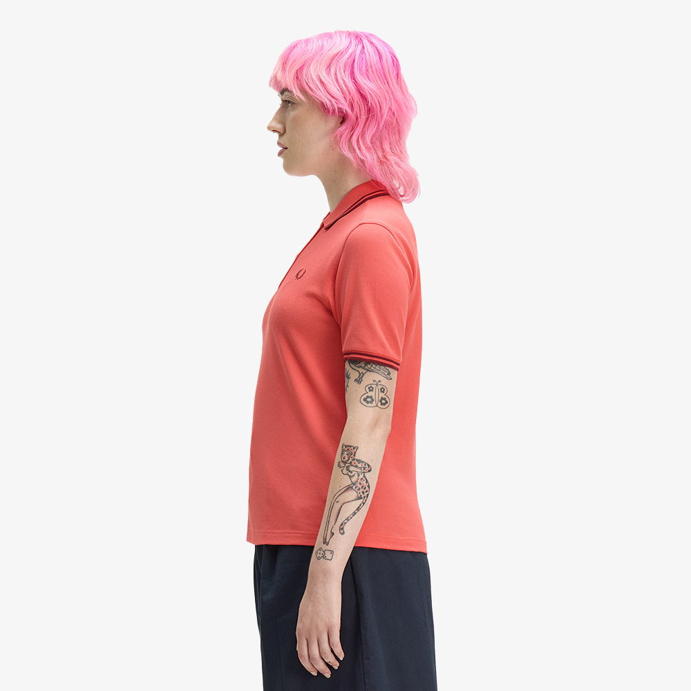 프레드페리 G3600 우먼즈 트윈 팁 프레드페리 셔츠 스트로베리크림 옥스블러드(Fred Perry G3600 Womens Twin Tipped Fred Perry Shirt Strawberry Cream Oxblood Oxblood) - 3