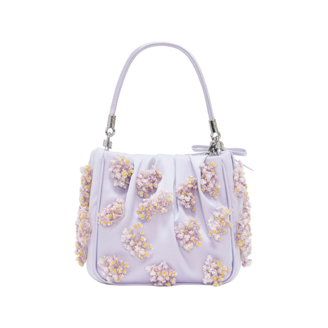 셀프 포트레이트 우먼 세틴 플로럴 비디드 토트 백 라일락 - 26FW(Self Portrait Women Satin Floral Beaded Tote Bag Lilac - 26FW) - 2