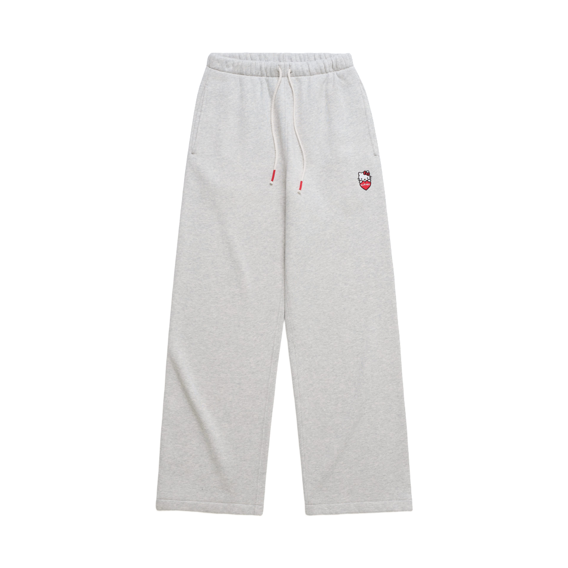 (W) 매드해피 x 헬로 키티 하트 미드웨이트 스트레이트 스웨트팬츠 헤더 그레이((W) Madhappy x Hello Kitty Heart Midweight Straight Sweatpant Heather Gray)