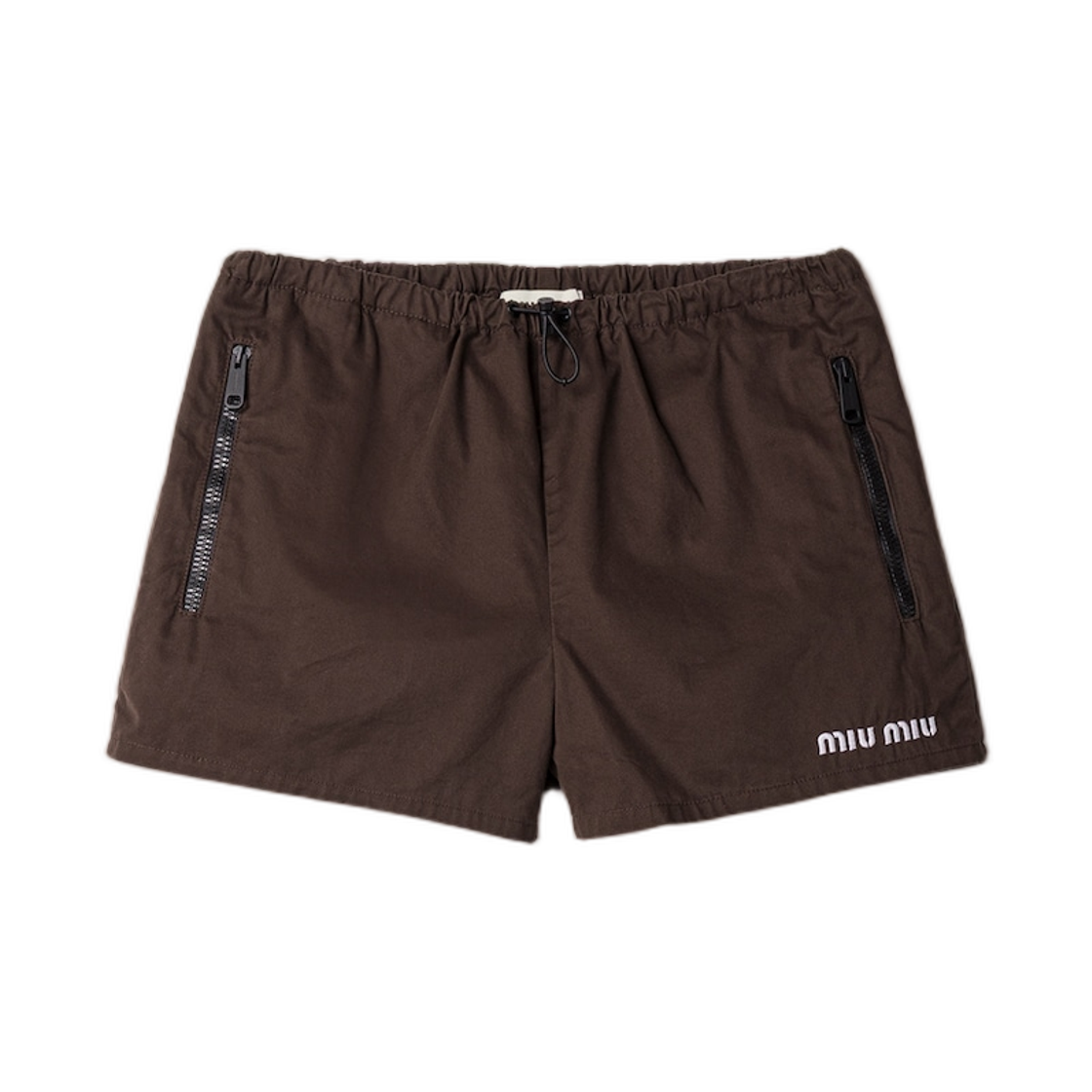 MP2045-19LW-F0192 (W) Miu Miu Washed Gabardine Shorts Ebony