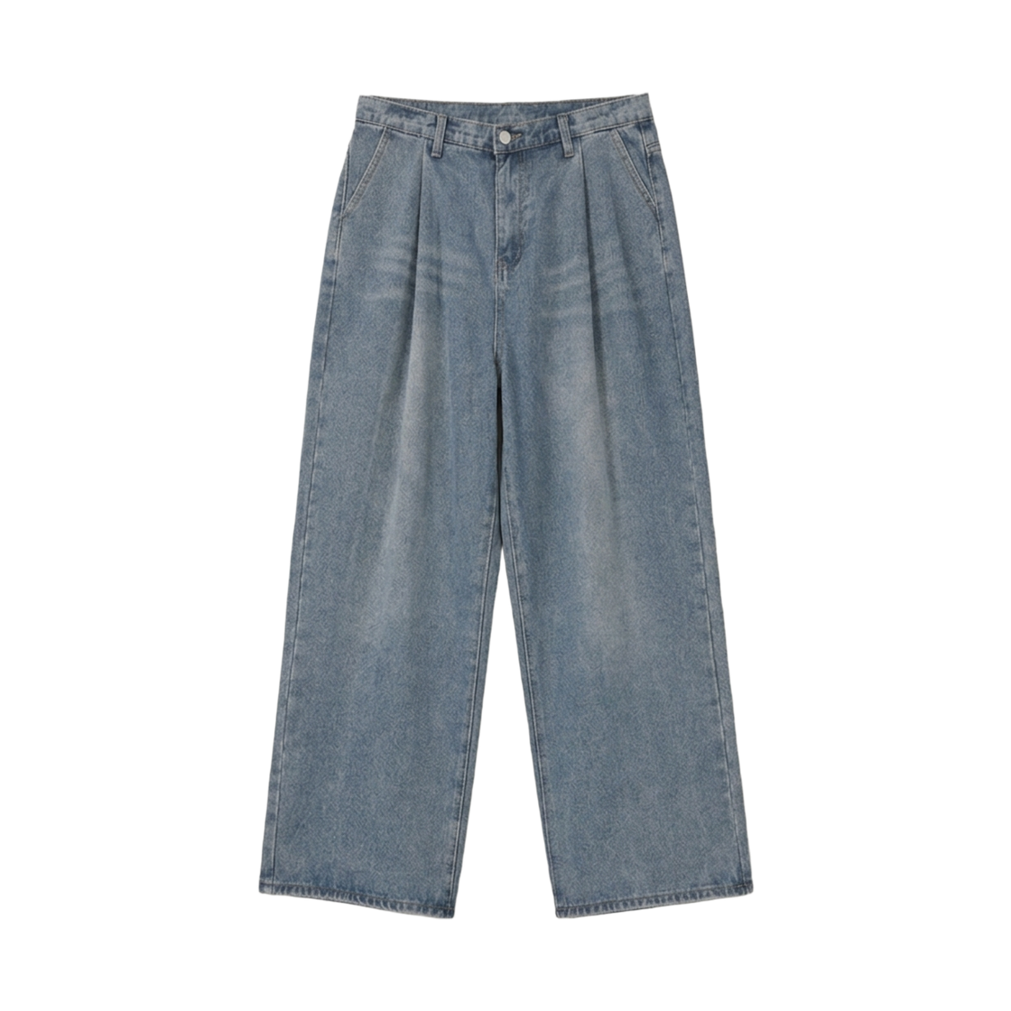 GC3946-블루 GCLIP Fleece Pin-Tuck Balloon Fit Wide Denim Pants Blue