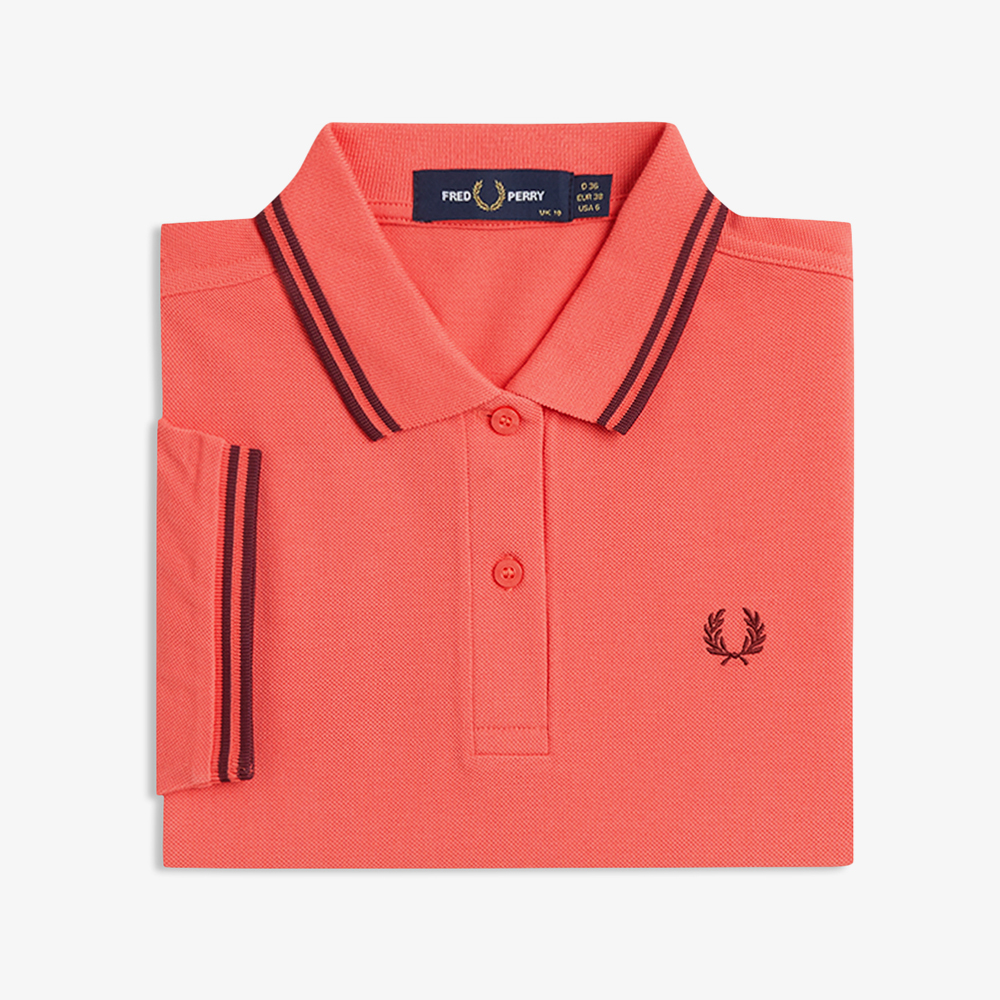 프레드페리 G3600 우먼즈 트윈 팁 프레드페리 셔츠 스트로베리크림 옥스블러드(Fred Perry G3600 Womens Twin Tipped Fred Perry Shirt Strawberry Cream Oxblood Oxblood) - 6