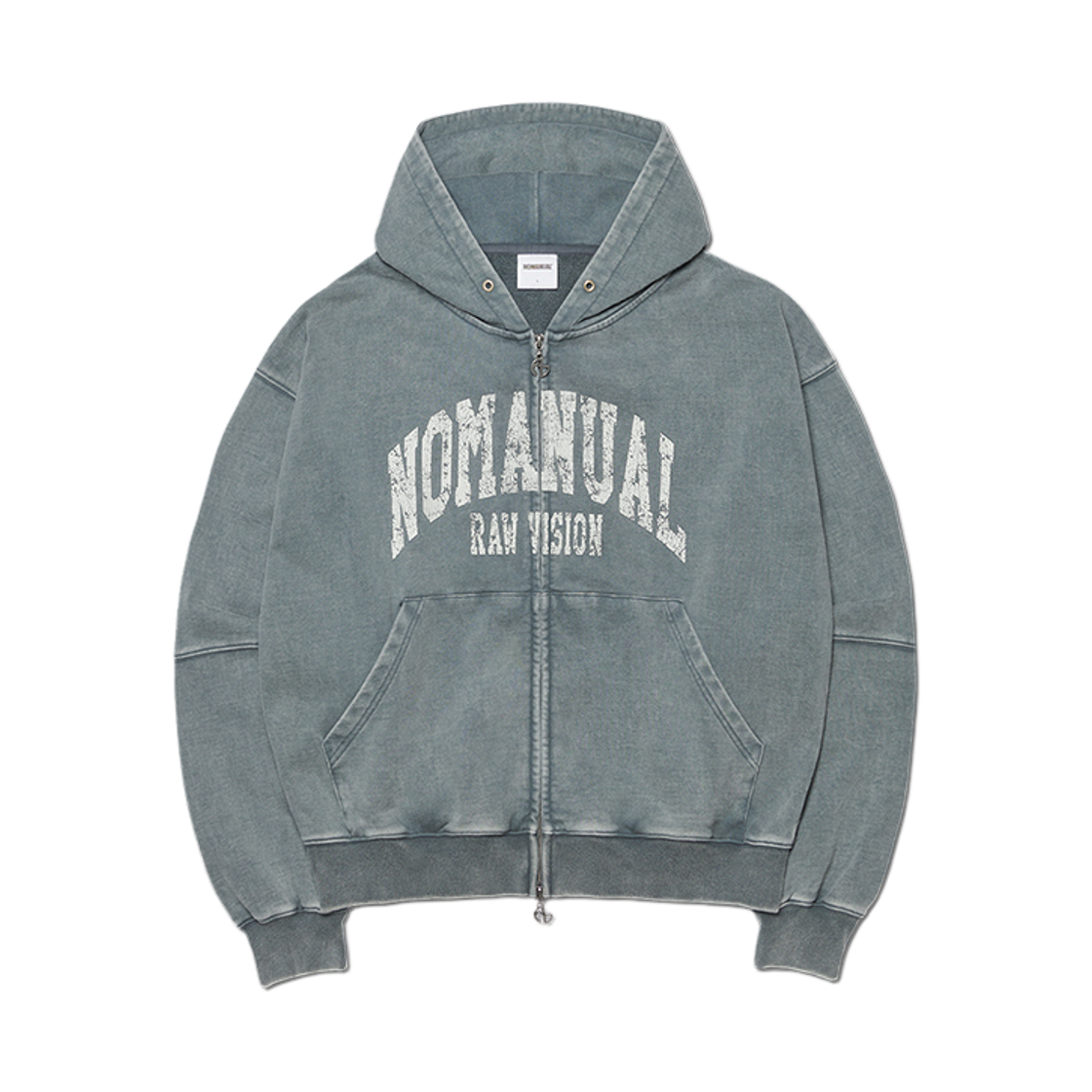 NMWF52HD14WGY NOMANUAL C.A Vintage Hooded Zip-up Washed Gray