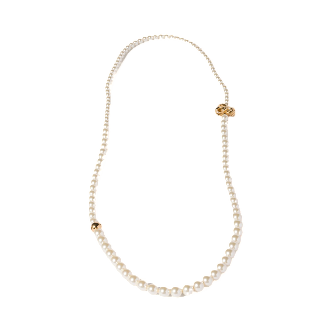 5IC341-2G9N-F0SAJ Miu Miu Metal and Pearl Necklace Gold Cream