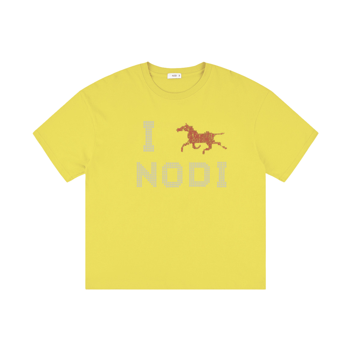 노디 시스템 에러 호스 크롭 티 레몬 옐로우(NODI System Error Horse Crop Tee lemon yellow)