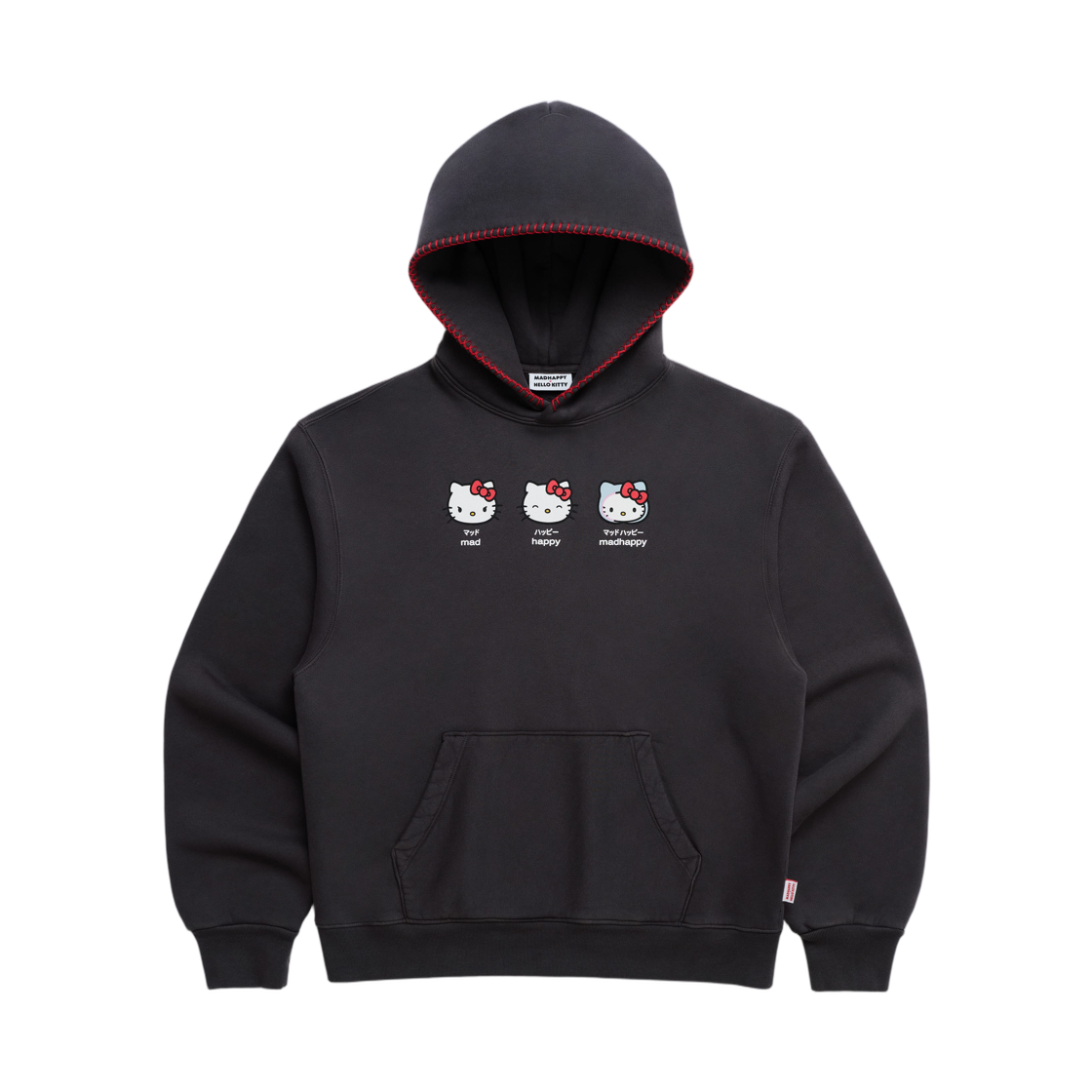 (W) 매드해피 x 헬로 키티 이모션스 미드웨이트 후드 느와르((W) Madhappy x Hello Kitty Emotions Midweight Hoodie Noir)