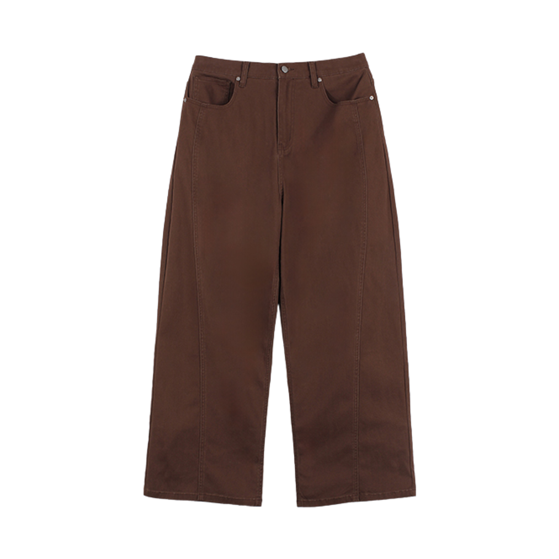 GC3965 GCLIP Fleece Brown Curved Seam Wide Cotton Pants