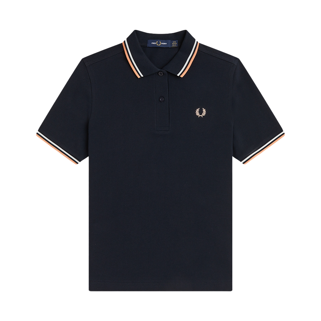 프레드페리 G3600 우먼즈 트윈 팁 프레드페리 셔츠 네이비 스노우화이트 피치(Fred Perry G3600 Womens Twin Tipped Fred Perry Shirt Navy Snow White Peach)