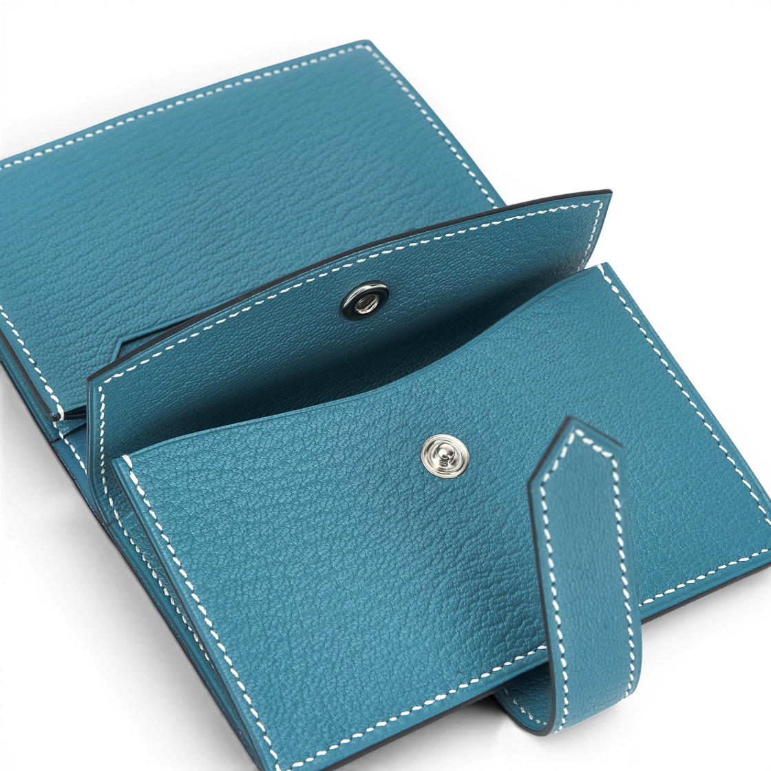 에르메스 베안 미니 월렛 미조레 고트스킨 & 팔라듐 하드웨어 뉴 블루 진(Hermes Bearn Mini Wallet Mysore Goatskin & Palladium New Bleu Jean) - 6