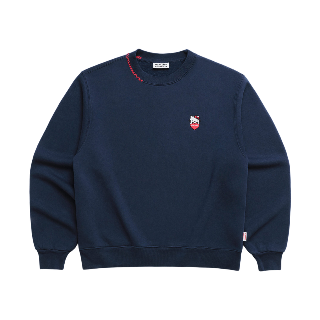 (W) 매드해피 x 헬로 키티 티 컵 미드웨이트 플리스 크루넥 네이비((W) Madhappy x Hello Kitty Tea Cup Midweight Fleece Crewneck Navy)