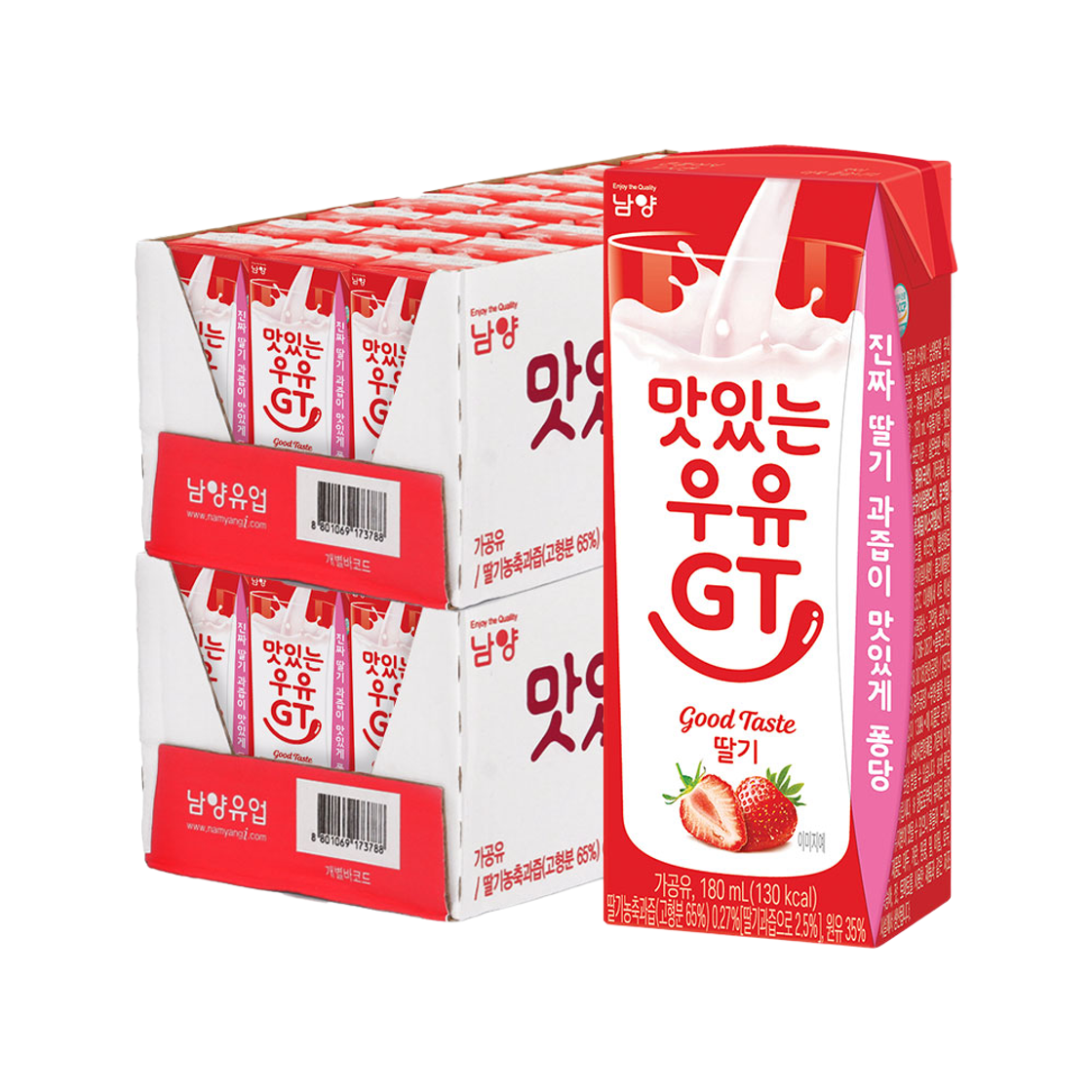남양 맛있는 우유 GT 딸기 190ml 48팩(Namyang Tasty Milk GT Strawberry 190ml (48 Packs))