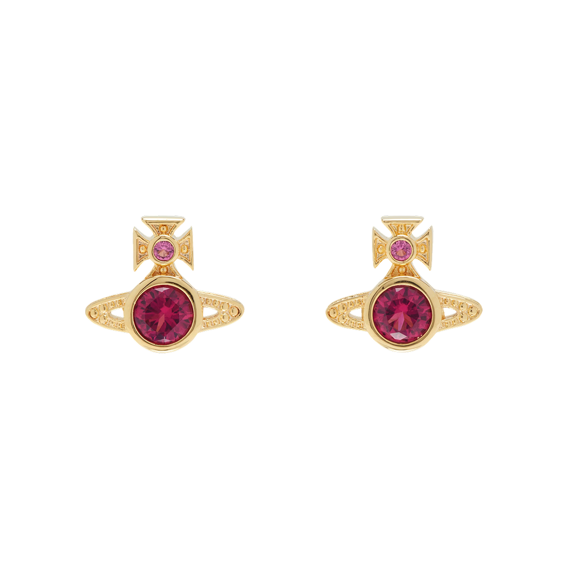 62010220-02R547 (W) Vivienne Westwood London Orb Earring Gold Red