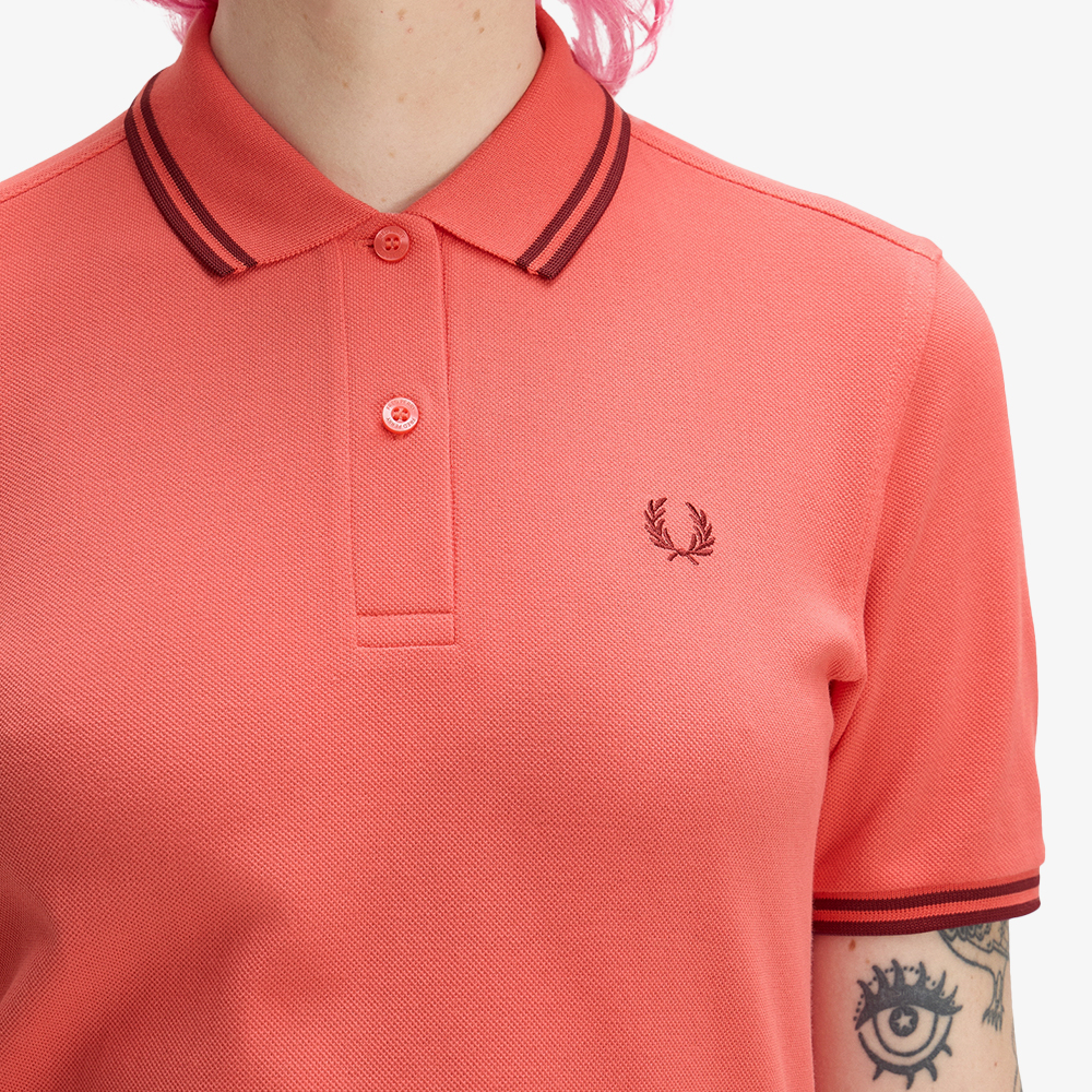 프레드페리 G3600 우먼즈 트윈 팁 프레드페리 셔츠 스트로베리크림 옥스블러드(Fred Perry G3600 Womens Twin Tipped Fred Perry Shirt Strawberry Cream Oxblood Oxblood) - 4