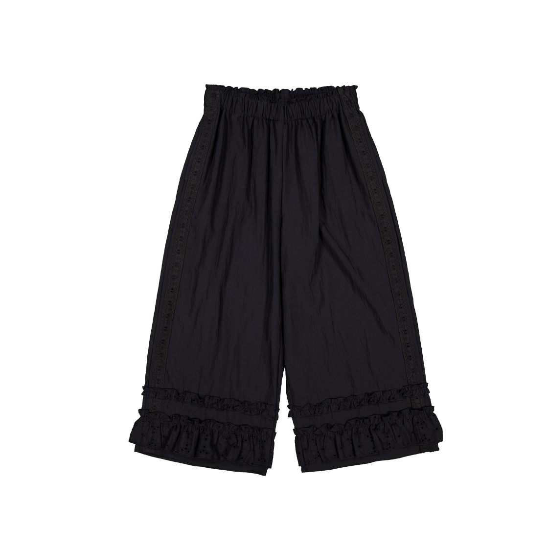 쿠키시 베리 펀칭 레이스 카프리 팬츠 - 블랙(Kookeesee Berry Punching Lace Capri Pants - Black)