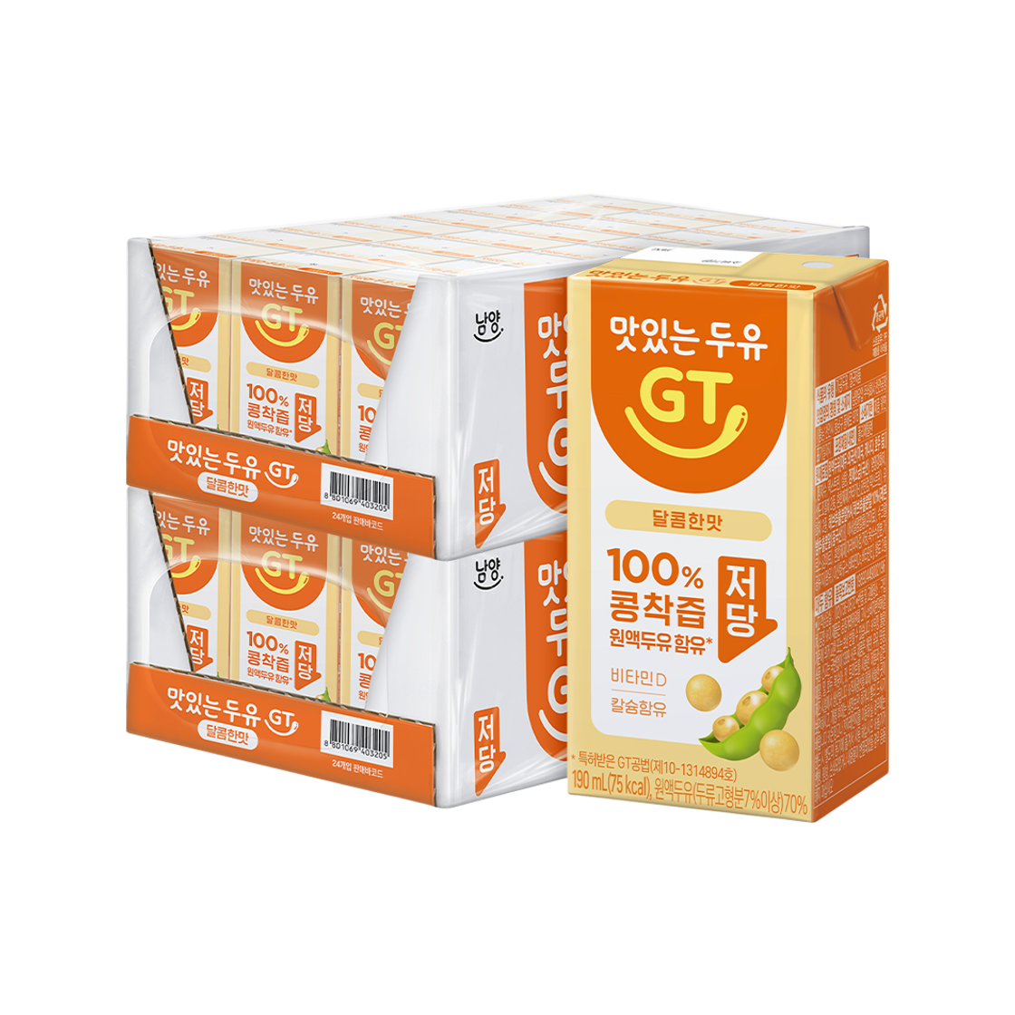 남양 맛있는 두유 GT 달콤 190ml 48팩(Namyang Tasty Soy Milk GT Sweet 190ml (48 Packs))