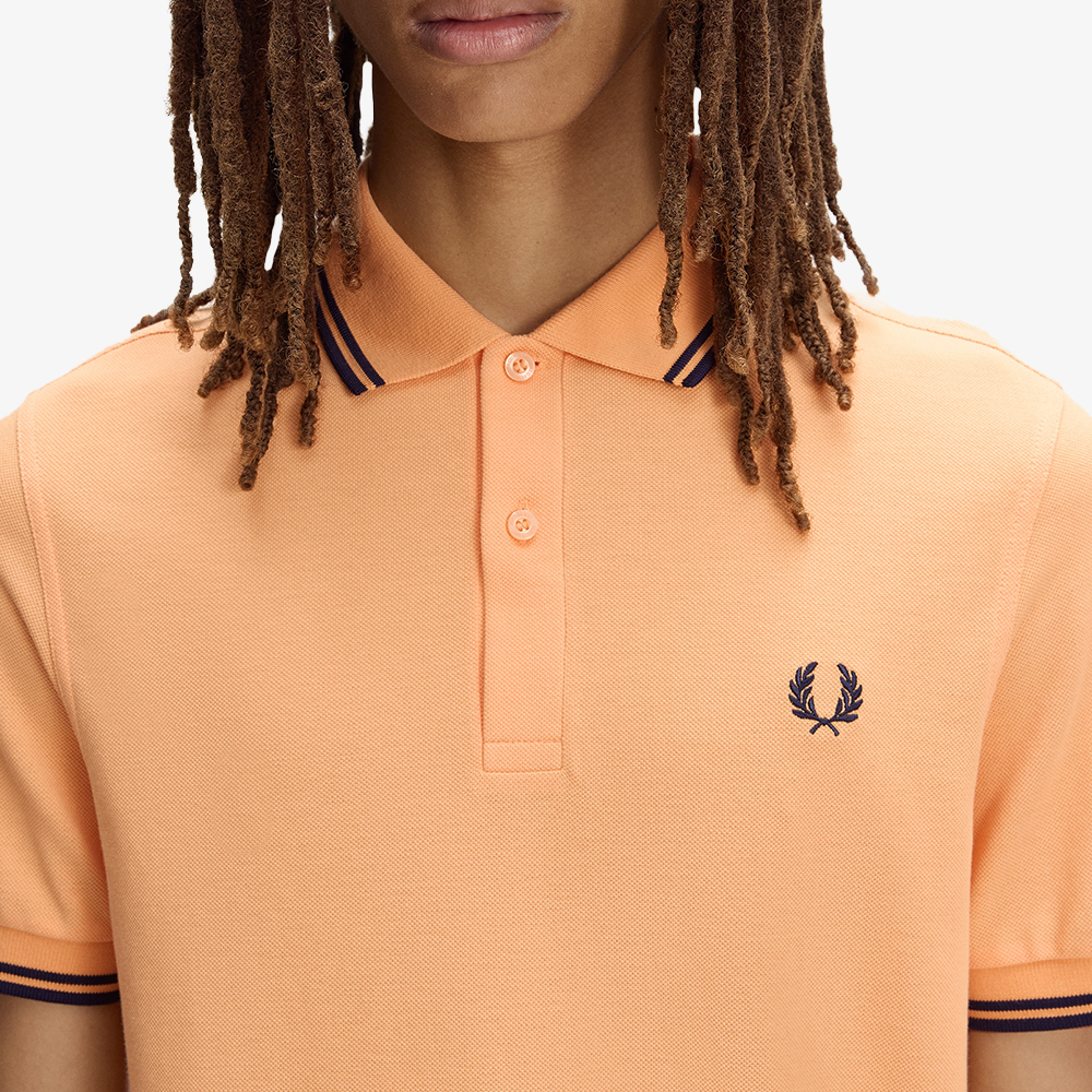 프레드페리 M3600 트윈 팁 프레드페리 셔츠 피치 프렌치네이비(Fred Perry M3600 Twin Tipped Fred Perry Shirt Peach French Navy) - 4