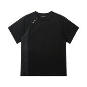 Hatchingroom Curved Henley Neck T-Shirt Black