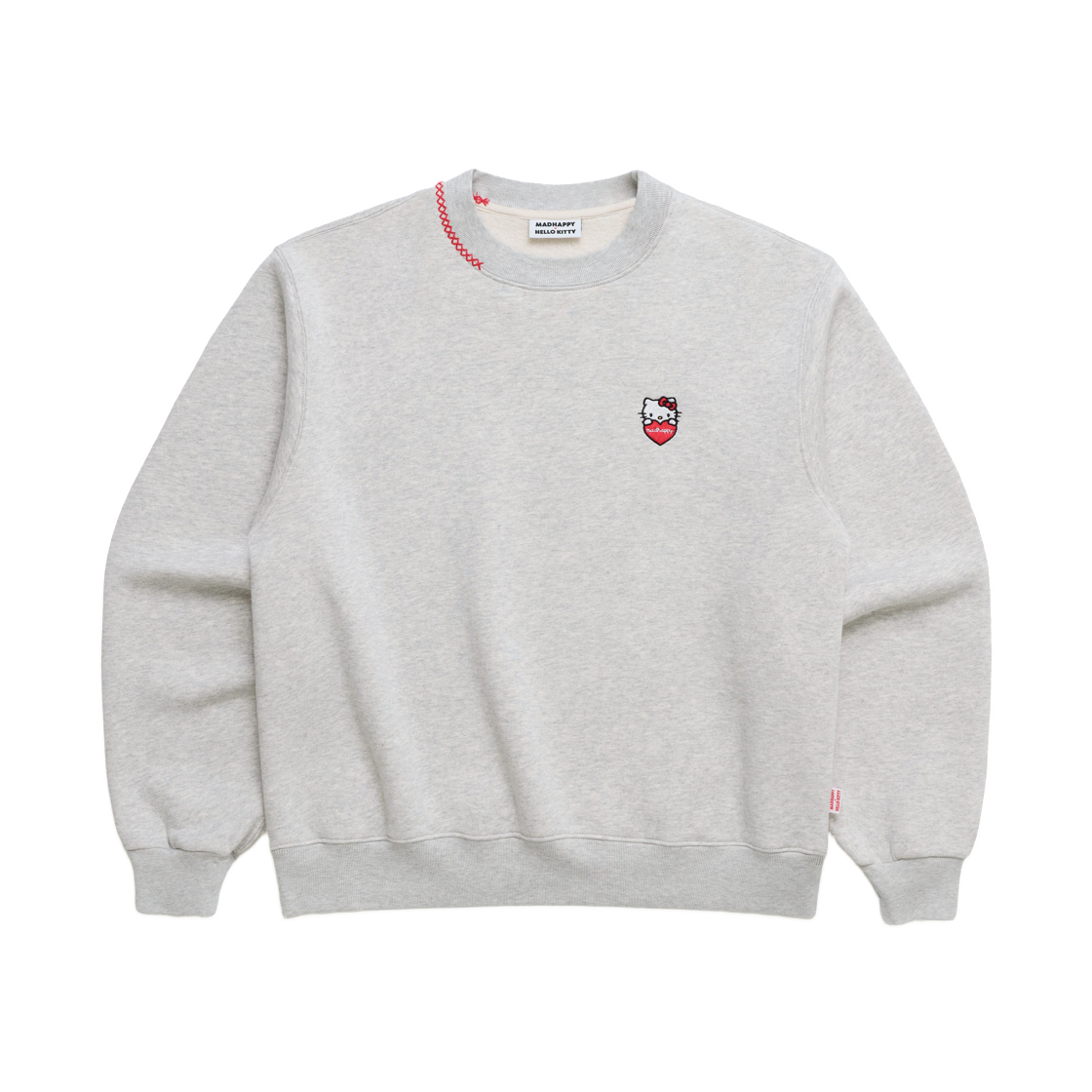 (W) 매드해피 x 헬로 키티 티 컵 미드웨이트 플리스 크루넥 헤더 그레이((W) Madhappy x Hello Kitty Tea Cup Midweight Fleece Crewneck Heather Gray) - 1