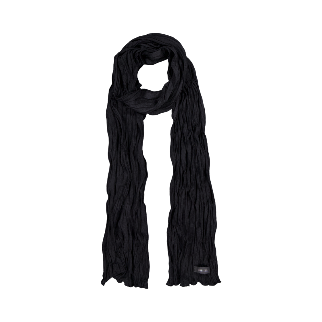 쿠키시 웨이브 크링클 롱스카프 - 블랙(Kookeesee Wave Crinkled Long Scarf - Black)