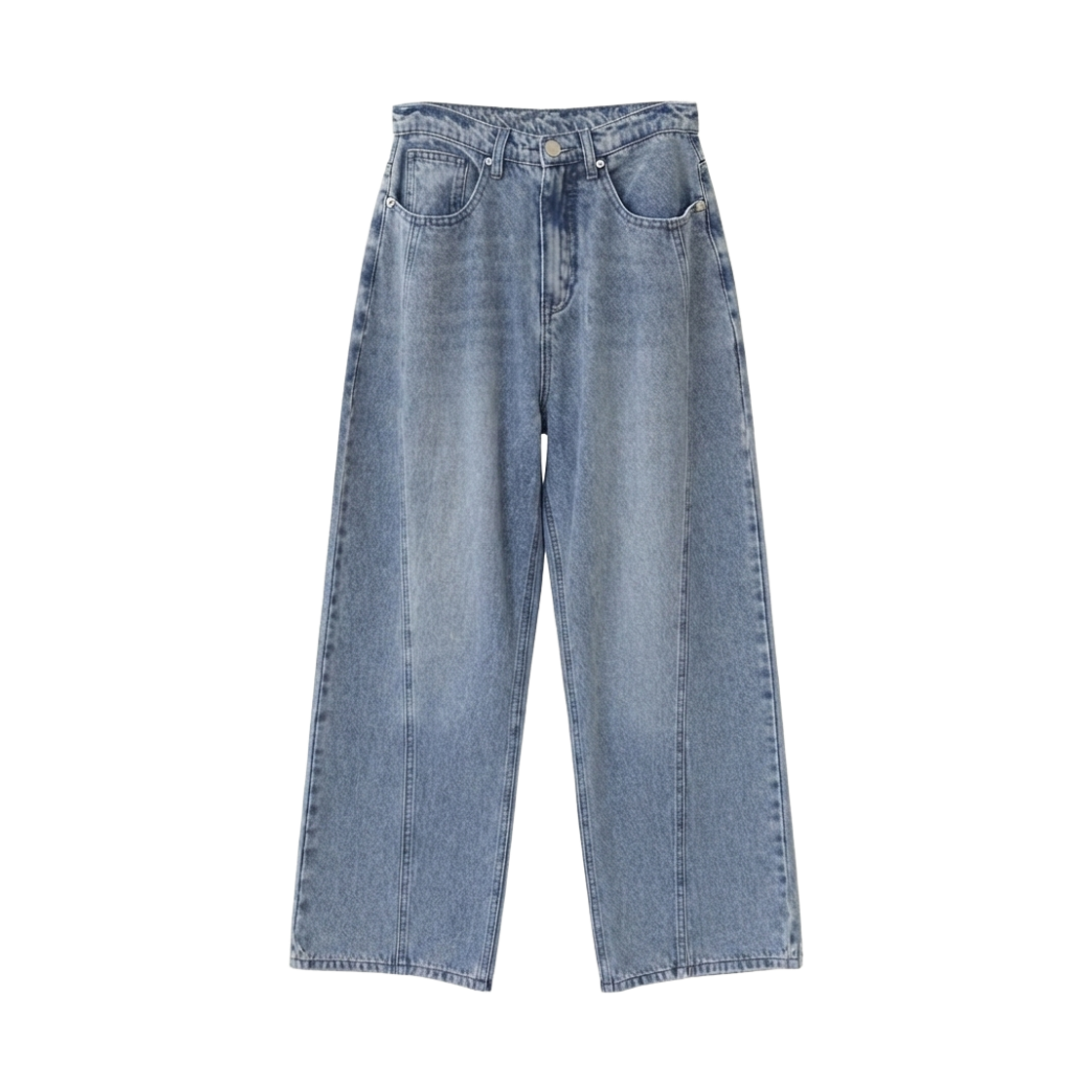 GW3950-블루 GCLIP Curved Incision Line Wide Denim Pants Blue