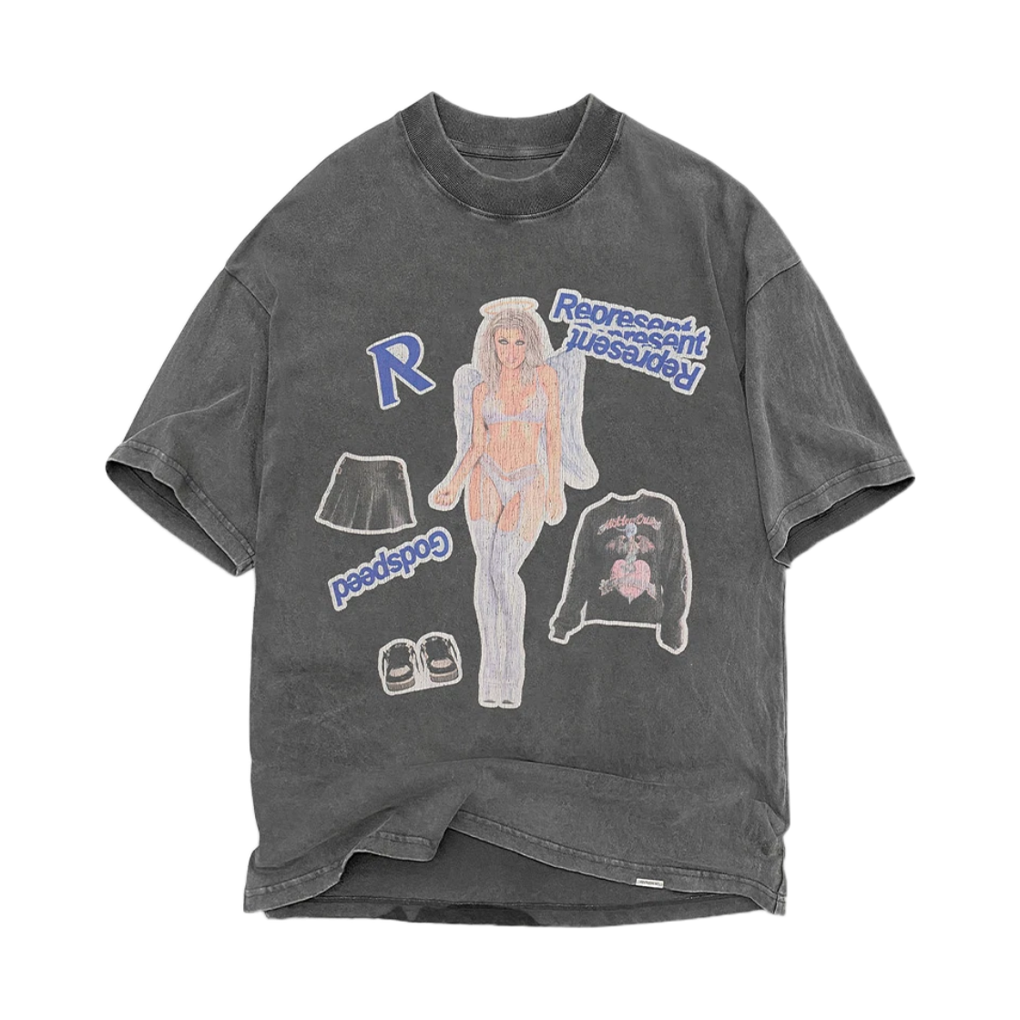 리프레젠트 퀘스쳔 유어 이노센스 티셔츠 빈티지 그레이 블랙 - 24FW(Represent Question Your Innocence T-Shirt Vintage Grey - 24FW) - 1