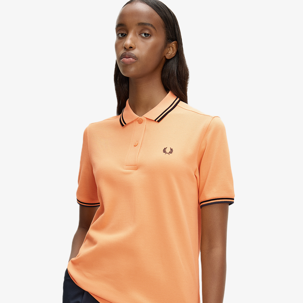 프레드페리 G3600 우먼즈 트윈 팁 프레드페리 셔츠 피치 네이비(Fred Perry G3600 Womens Twin Tipped Fred Perry Shirt Peach Navy) - 4