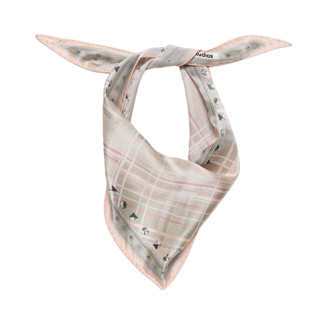 CA0450-DZA Acne Studios Checkered Silk Bandana Pink Taupe