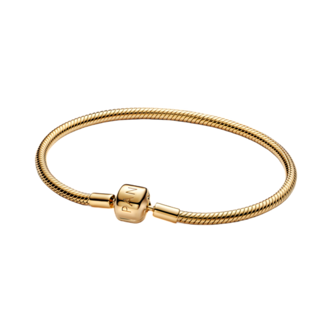563390C00 (W) Pandora Barrel Clasp Snake Chain Bracelet 14K Gold Plated