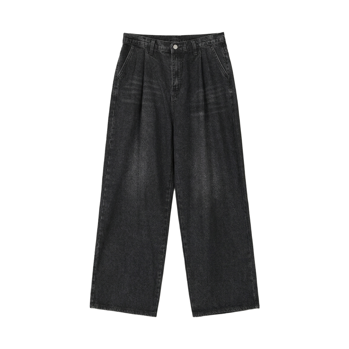 GC3946-블랙 GCLIP Fleece Pin-Tuck Balloon Fit Wide Denim Pants Black