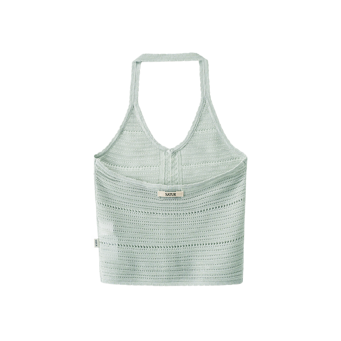 세터 우먼 크로셰 홀터넥 니트 뷔스티에 스카이 블루(SATUR W Crochet Halter Neck Knit Bustier Sky Blue) - 2