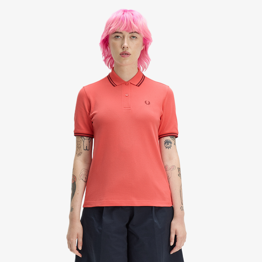 프레드페리 G3600 우먼즈 트윈 팁 프레드페리 셔츠 스트로베리크림 옥스블러드(Fred Perry G3600 Womens Twin Tipped Fred Perry Shirt Strawberry Cream Oxblood Oxblood) - 2