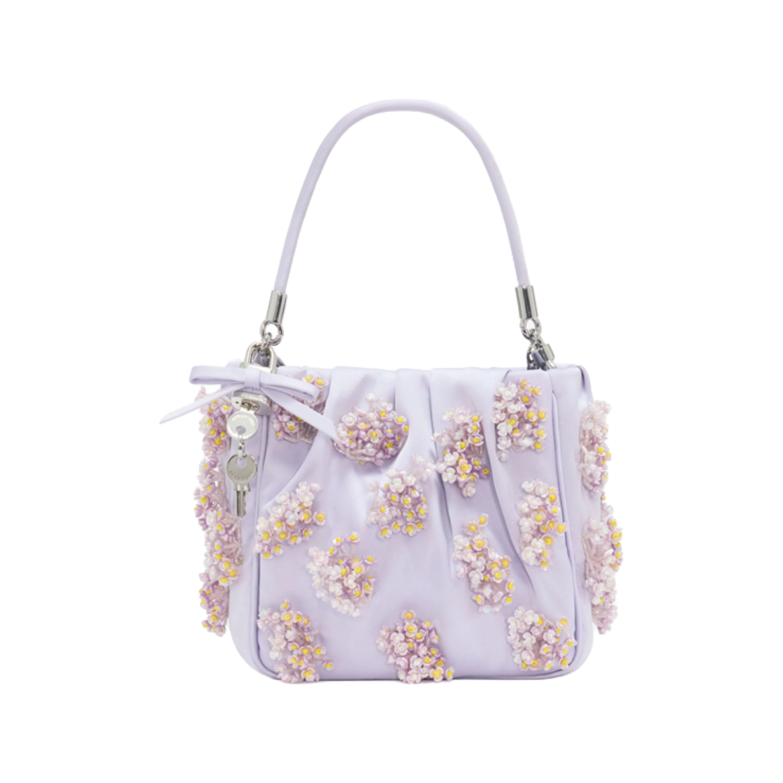 셀프 포트레이트 우먼 세틴 플로럴 비디드 토트 백 라일락 - 26FW(Self Portrait Women Satin Floral Beaded Tote Bag Lilac - 26FW)