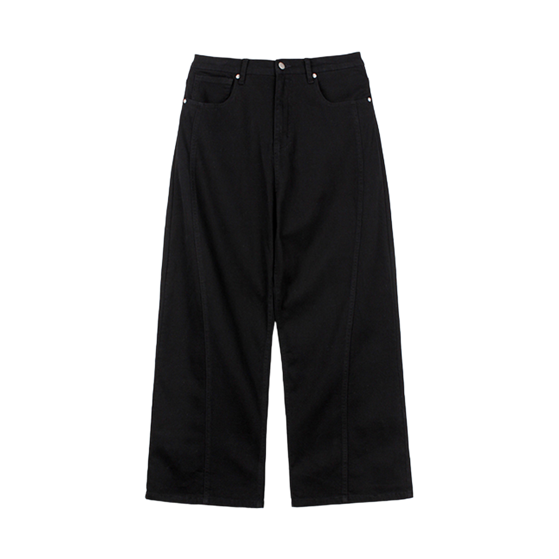 지크립 기모 블랙 커브드 라인 와이드 면팬츠(GCLIP Fleece Black Curved Line Wide Cotton Pants) - 2