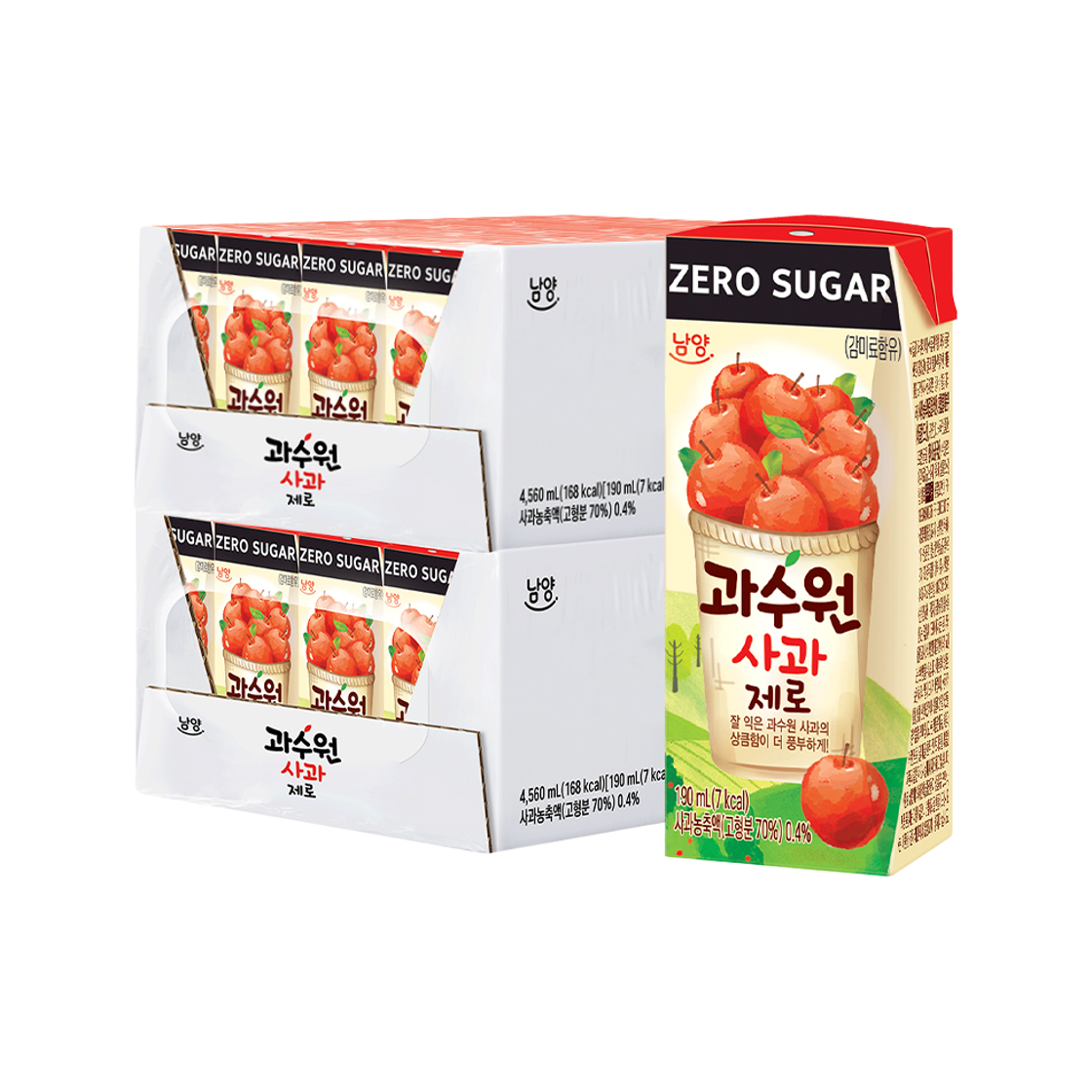 남양 과수원 제로 사과 190ml 48팩(Namyang Orchard Zerosugar Apple Juice 190ml (48 Packs))