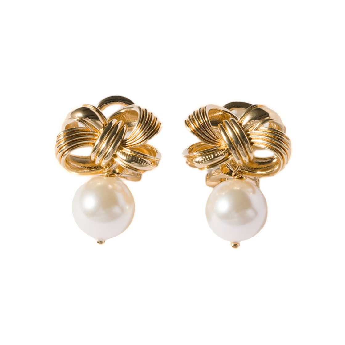 5IO492-2G9N-F0SAJ Miu Miu Metal and Pearl Earrings Gold Cream