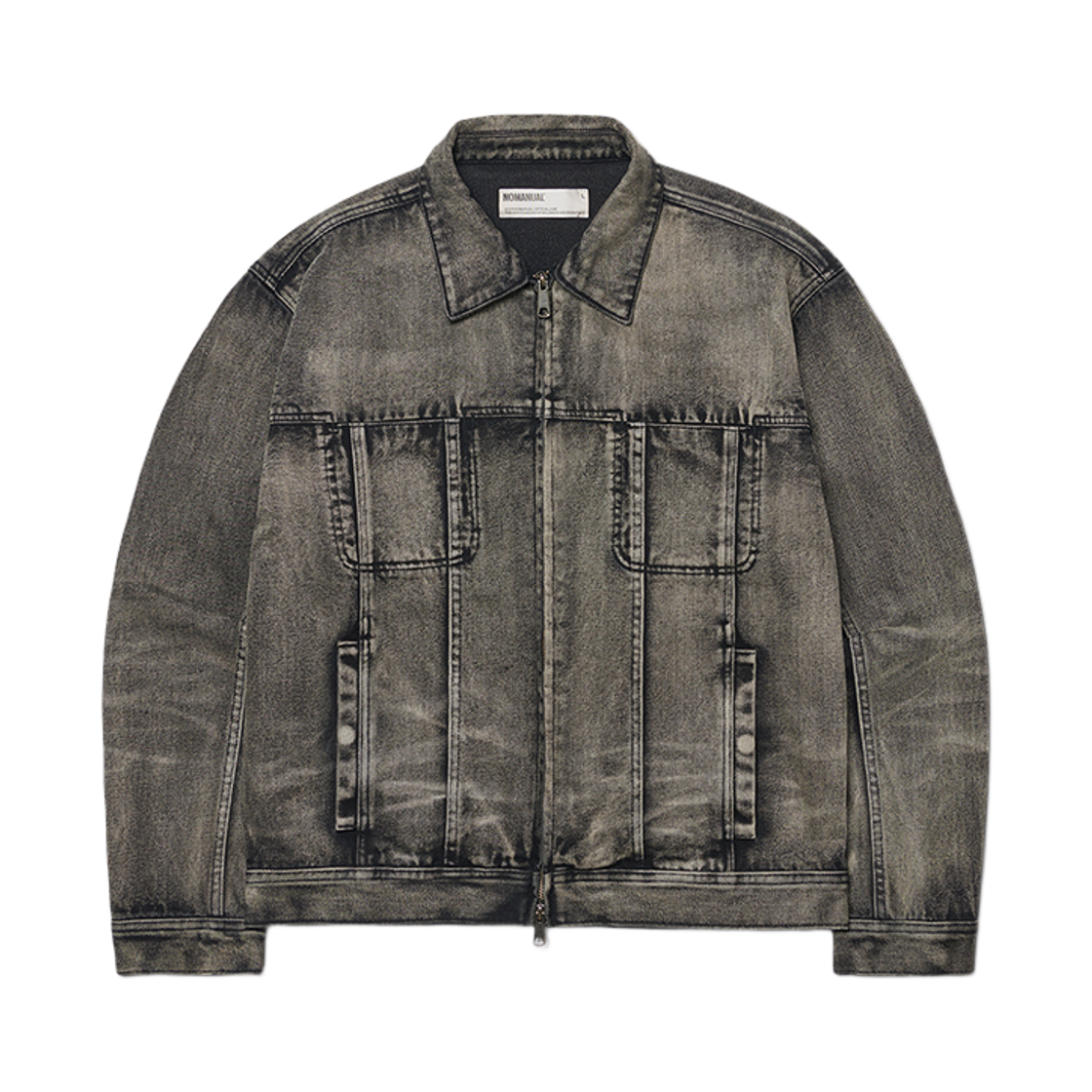 NMWF52JK06WBK NOMANUAL Washed Denim Trucker Jacket Washed Black