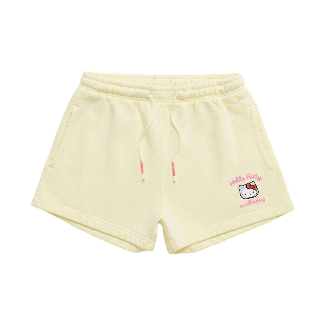 (W) 매드해피 x 헬로 키티 미드웨이트 플리스 쇼츠 레몬 아이스((W) Madhappy x Hello Kitty Midweight Fleece Short Lemon Ice)