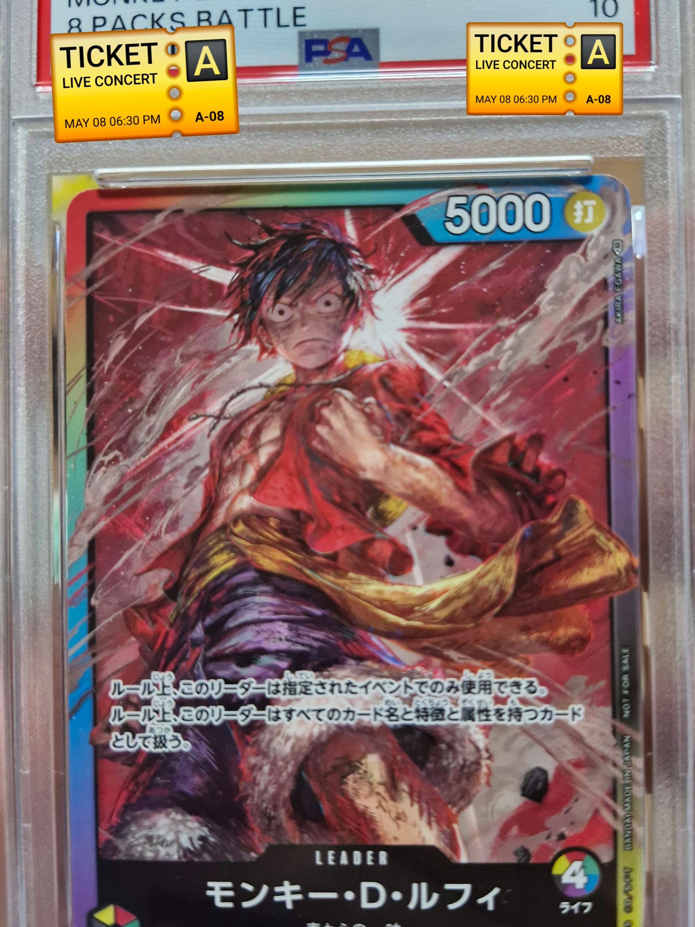 One Piece TCG Monkey D Luffy L Participation Prize Pre-Errata Life 4 P 8 Pack Battle (Japanese Ver) 착용 스타일