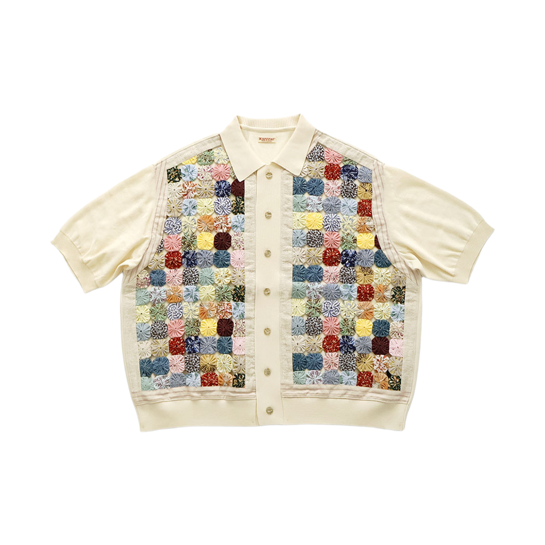 K2606KN242 Kapital Knit X Yo Yo Quilt Polo Shirt Colorful