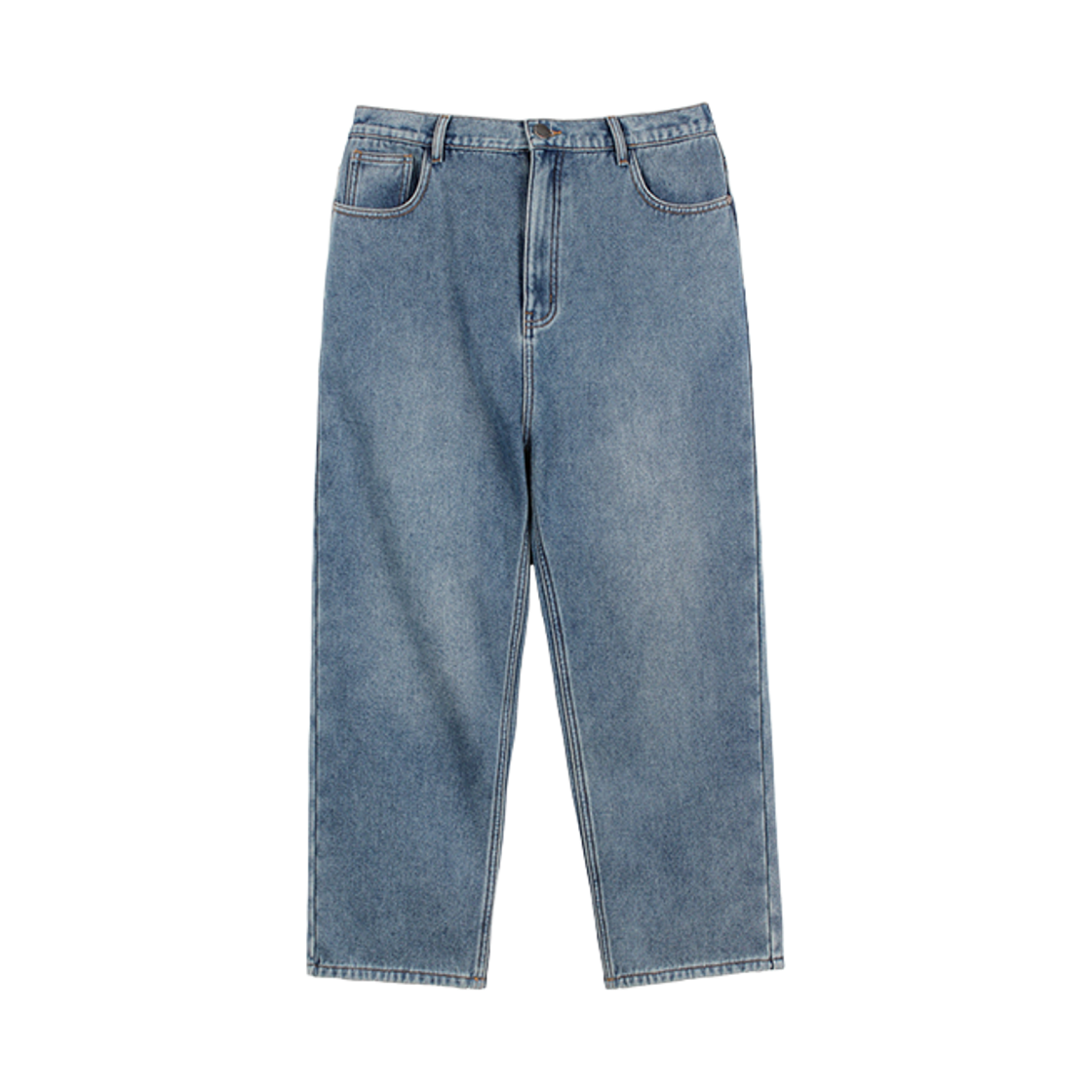 GGC3732 GCLIP Fleece-Lined Back-Banded Tapered Fit Semi-Wide Denim Pants