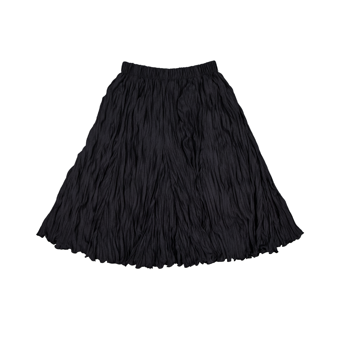 쿠키시 웨이브 크링클 고어드 스커트 - 블랙(Kookeesee Wave Crinkled Gored Skirt - Black)