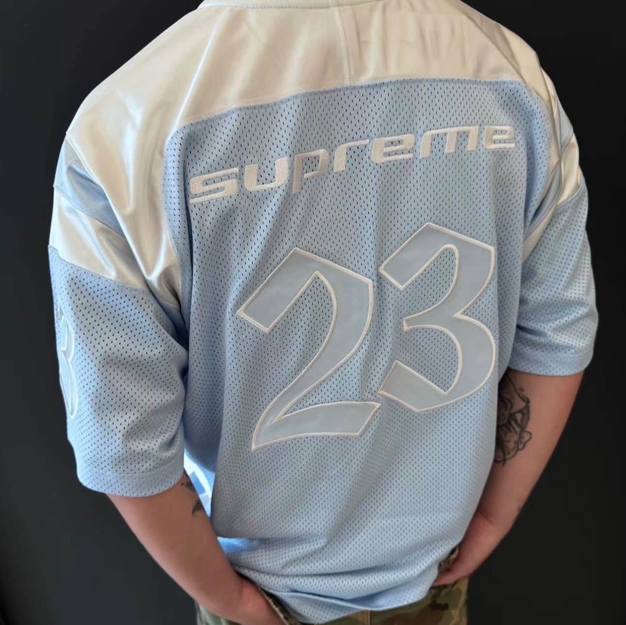 Supreme x Jordan Warm Up Jersey Light Blue - 26SS 착용 스타일 - 1