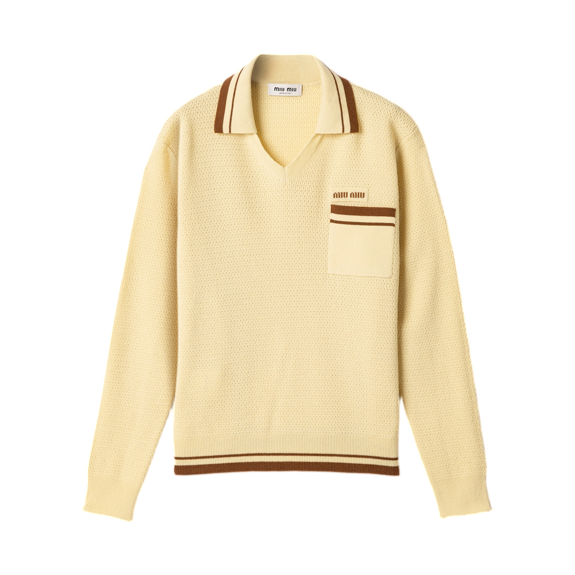 (W) 미우 미우 캐시미어 브이넥 스웨터 크림((W) Miu Miu Cashmere V-Neck Sweater Cream)