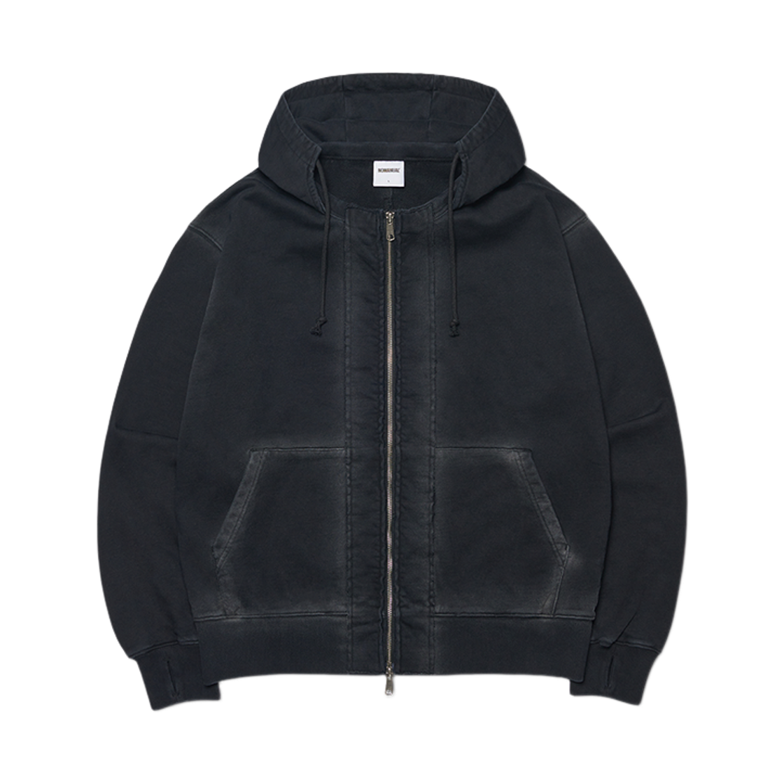NMWF52HD13WBK NOMANUAL After Hooded Zip-up Washed Black