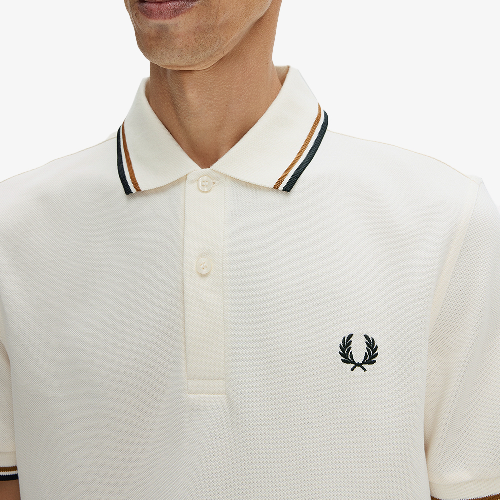 프레드페리 M3600 트윈 팁 프레드페리 셔츠 에크루 다크카라멜 블랙(Fred Perry M3600 Twin Tipped Fred Perry Shirt Ecru Dark CARMEL Black) - 4