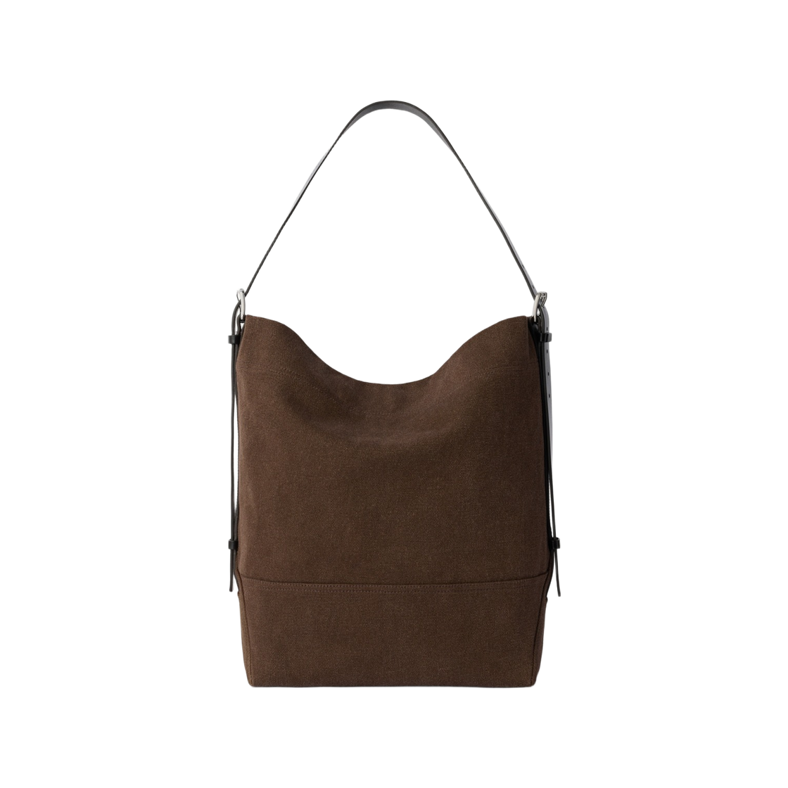 BG0153-LF1697-490 Lemaire Belted Tote Bag in Heavy Eco Cotton Canvas Dark Chocolate